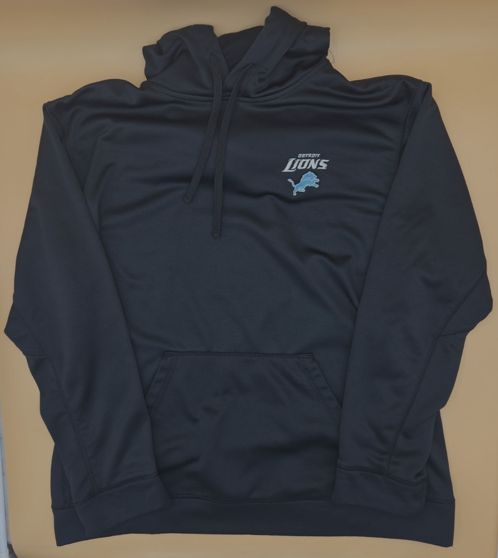 Dunbrooke Detroit Lions Hoodie Men's XL Black Pullover NFL Polyester Sweatshirt